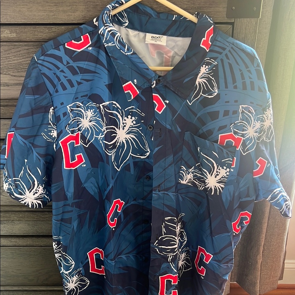 Cleveland Guardians Hawaiian Blue Floral Men's Shirt